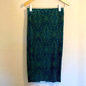 Velvet Teal Midi Pencil Skirt
